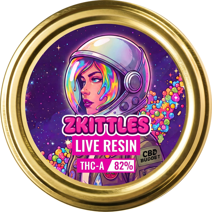 Zkittles THC-A live resin 82 % i guld-dåse